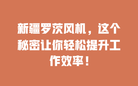 新疆羅茨風(fēng)機(jī)，這個秘密讓你輕松提升工作效率！ 一